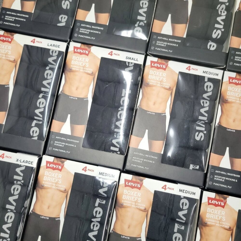 LEVI'S 4 PACK BOXER BRIEFS COMPORT MICROFIBER - BLACK